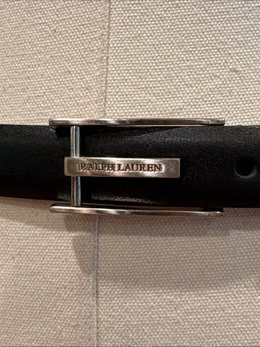 Vintage Ralph Lauren 90s Equestrian Skinny Leather Silver-Tone Logo Buckle Belt